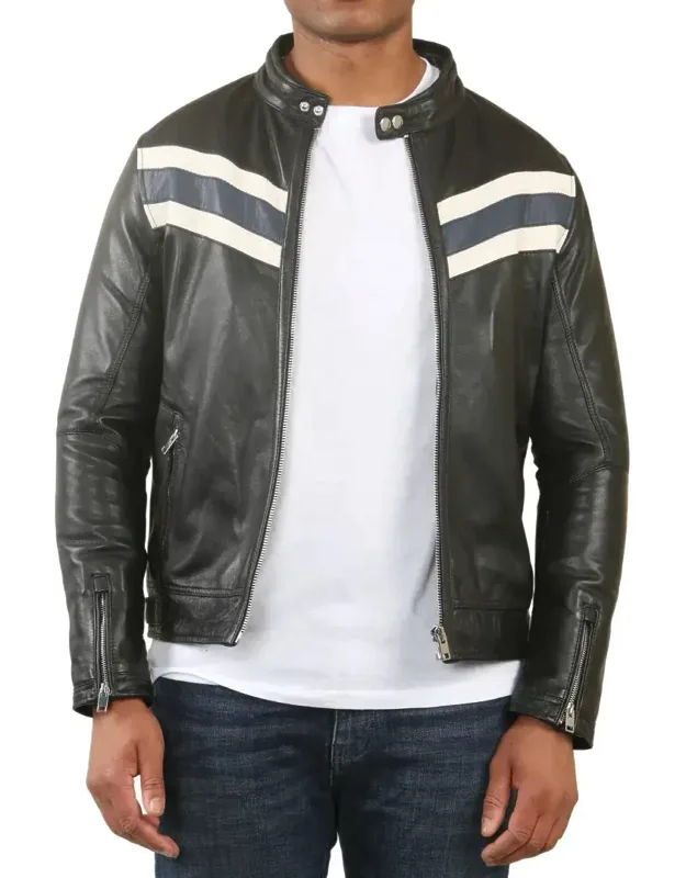 Racer Striped Biker Jacket