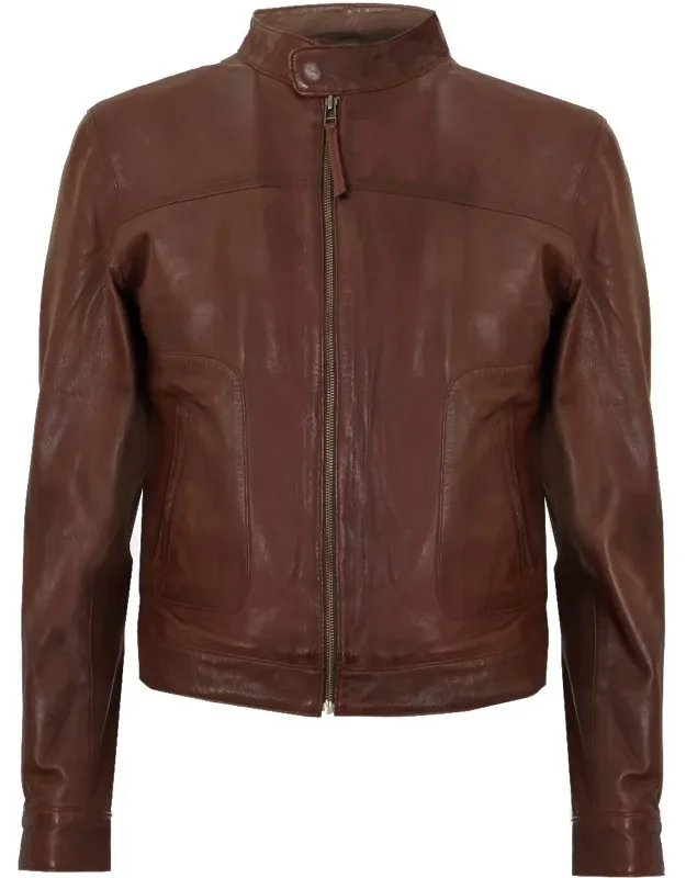 Classic Fitted Leather Biker Jacket