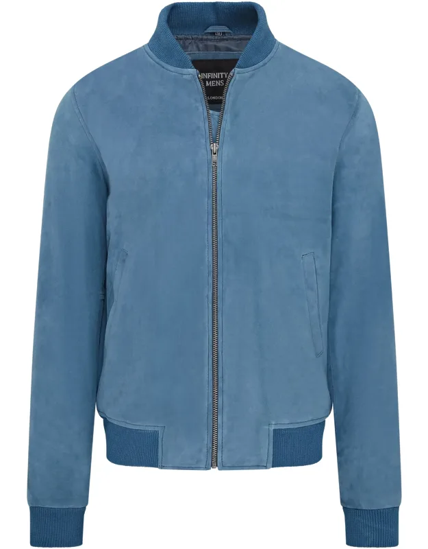 Soft Goat Suede Ma-1 Varsity Bomber Jacket