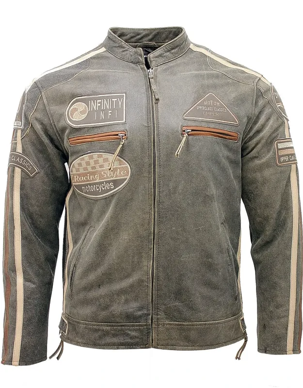 Racing Moto Badges Biker Leather Jacket