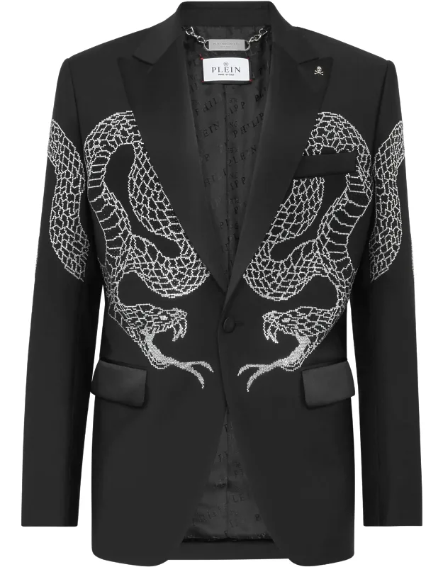 Blazer Lord Fit With High Shine Satin Lined Lapel And Two Flap Pockets