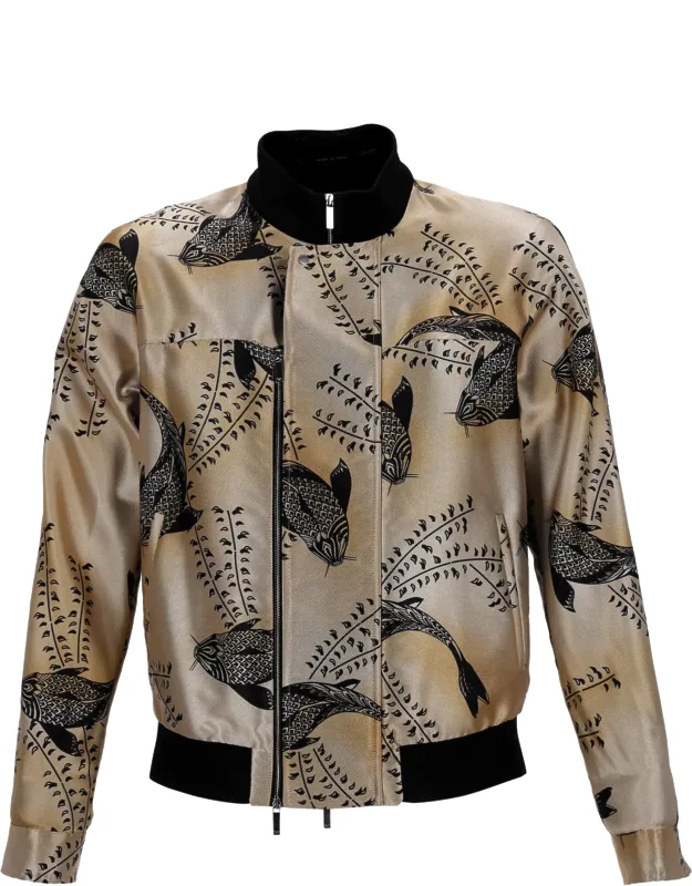 Koi Print Bomber Jacket