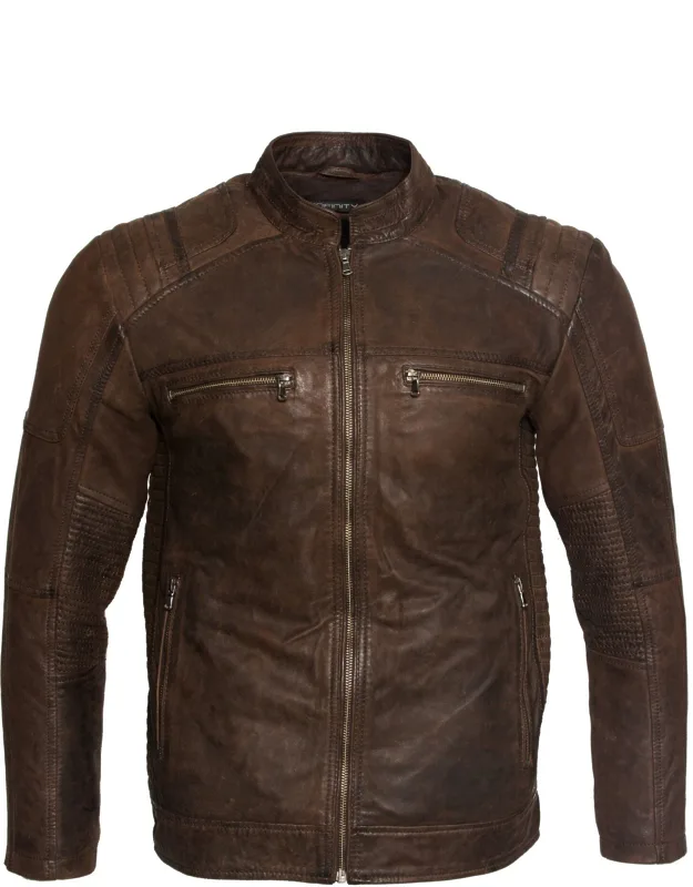 Buff Leather Racer Biker Jacket