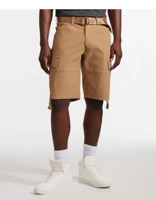 Ecko Unltd. Cargo Short With Webbing Belt And Flap Pockets