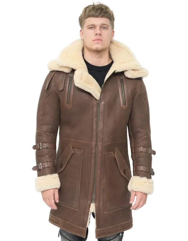 Kendal Trench Coat With Thick Sheepskin Lining And Deep Angled Flap Pockets