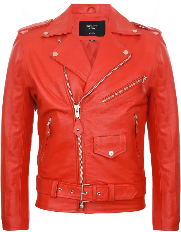 Leather Brando Biker Rock Motorcycle Hide Jacket