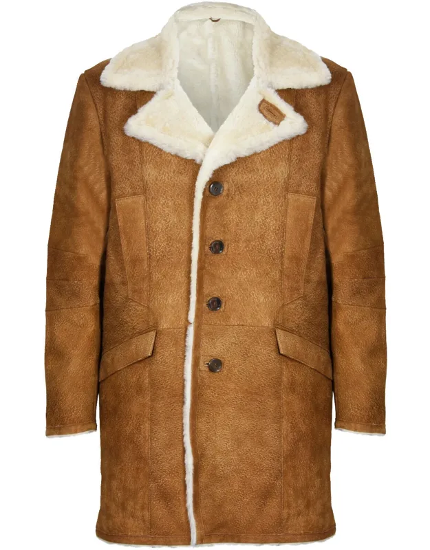 Warm Sheepskin Trench Coat-managua With Thick Sheepskin Lining And Wide Notched Collar