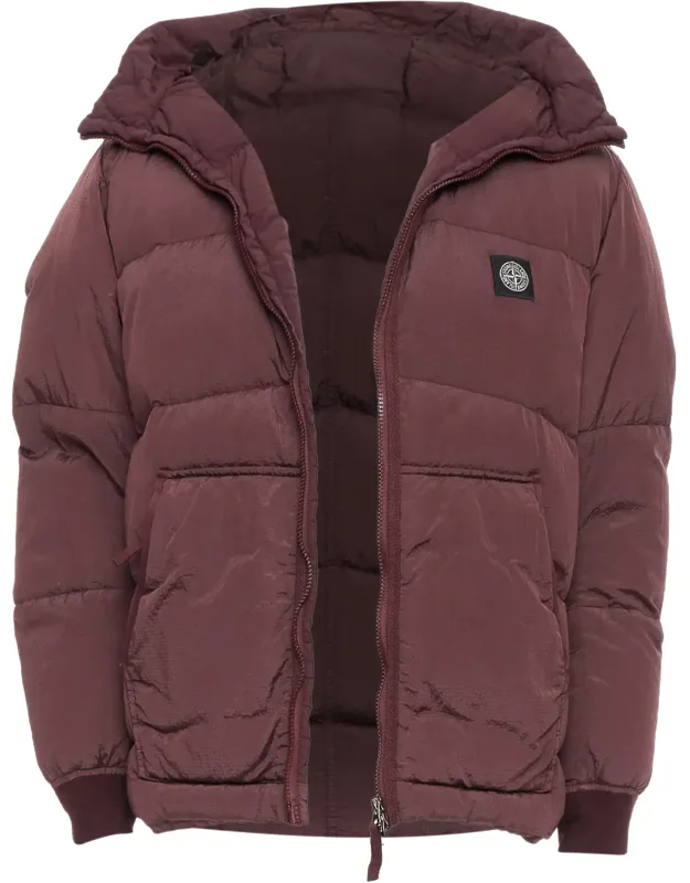 Nylon Logo Duck Down Padded Puffer Jacket