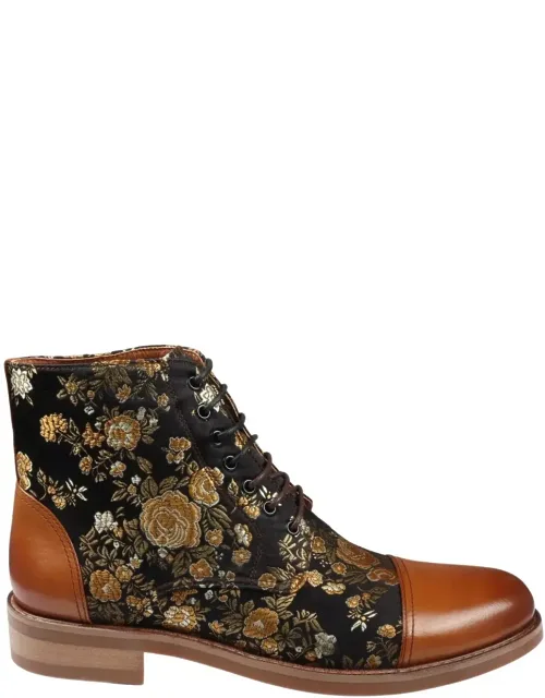 Floral Print Oxford Ankle Boots