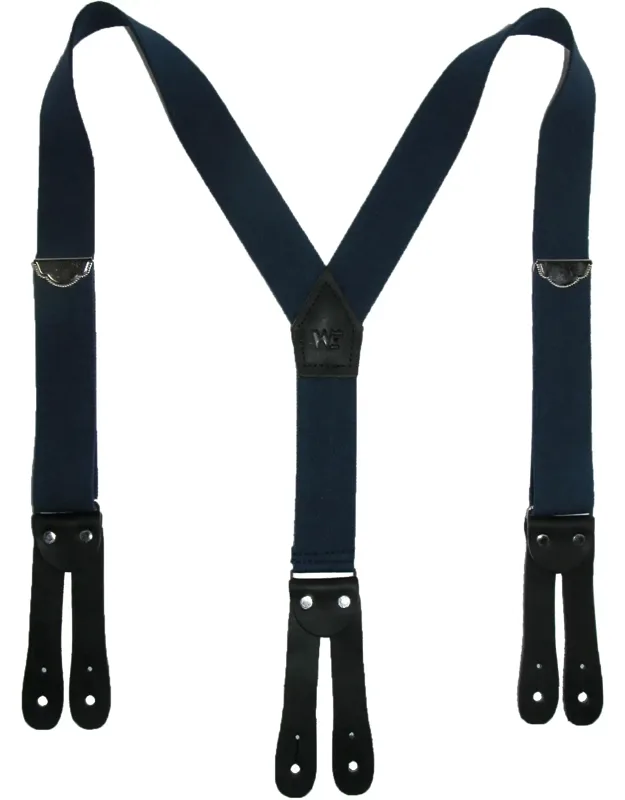 Elastic Button End Double Face Suspender With Bachelor Buttons