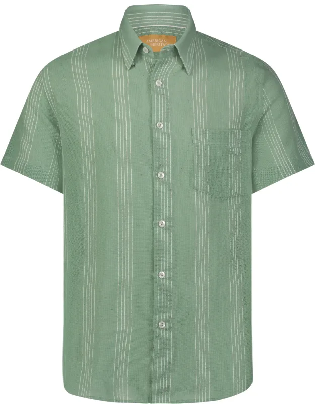 Embroidered Striped Short Sleeve Shirt