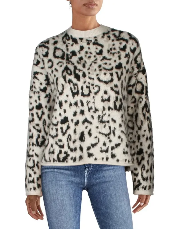Animal Print Long Sleeve Crewneck Sweater