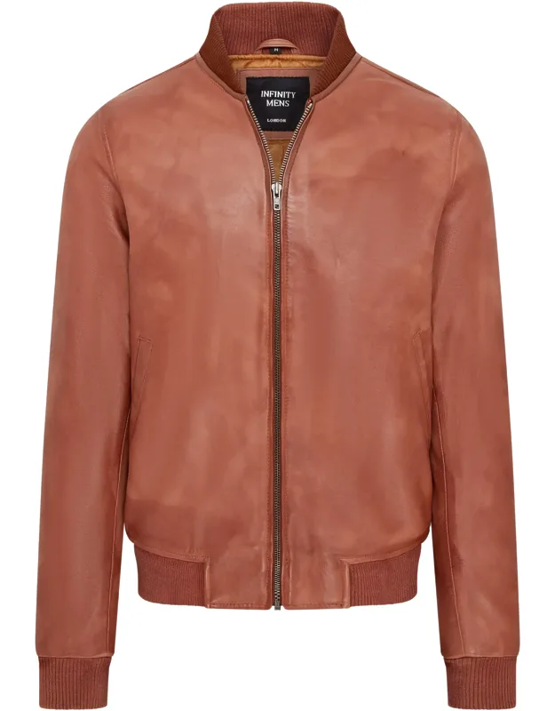 Soft Leather Ma-1 Varsity Bomber Jacket