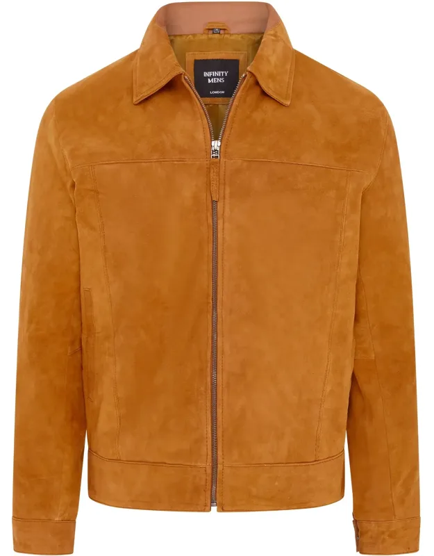 Retro Classic Suede Leather Harrington Biker Jacket