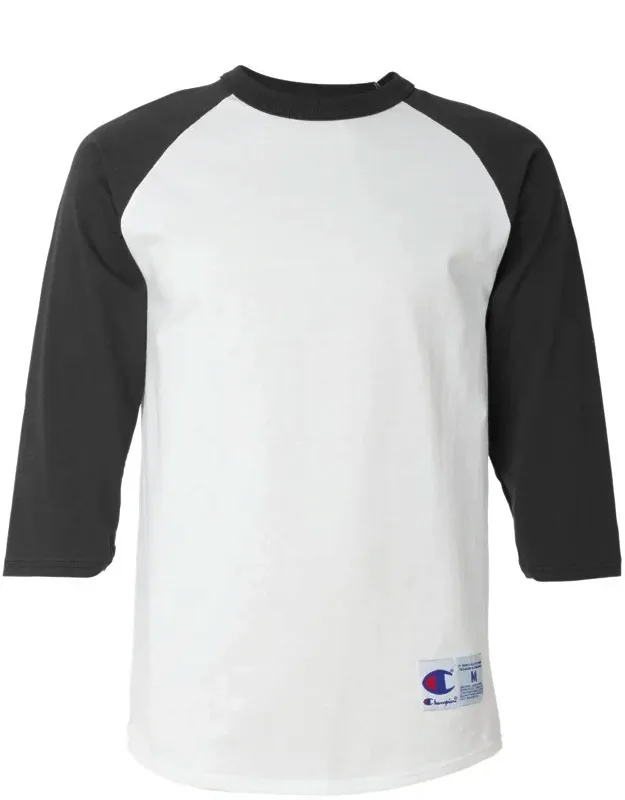 Champion Three-quarter Raglan Sleeve Baseball T-shirt With Double-needle Hem And "c" Logo