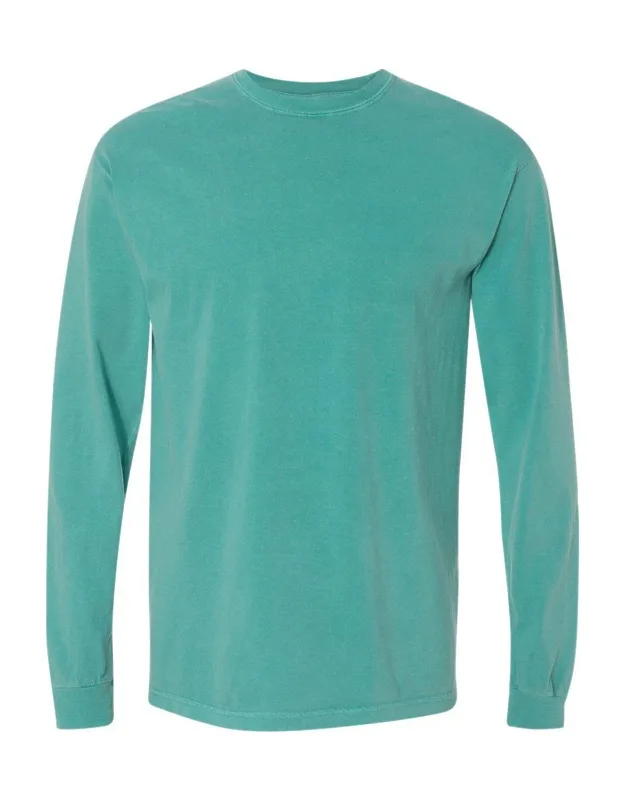 Garment-dyed Heavyweight Long Sleeve T-shirt With Relaxed Fit And Rib Cuffs