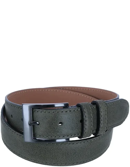 Textured Italian Leather Belt With Square Buckle