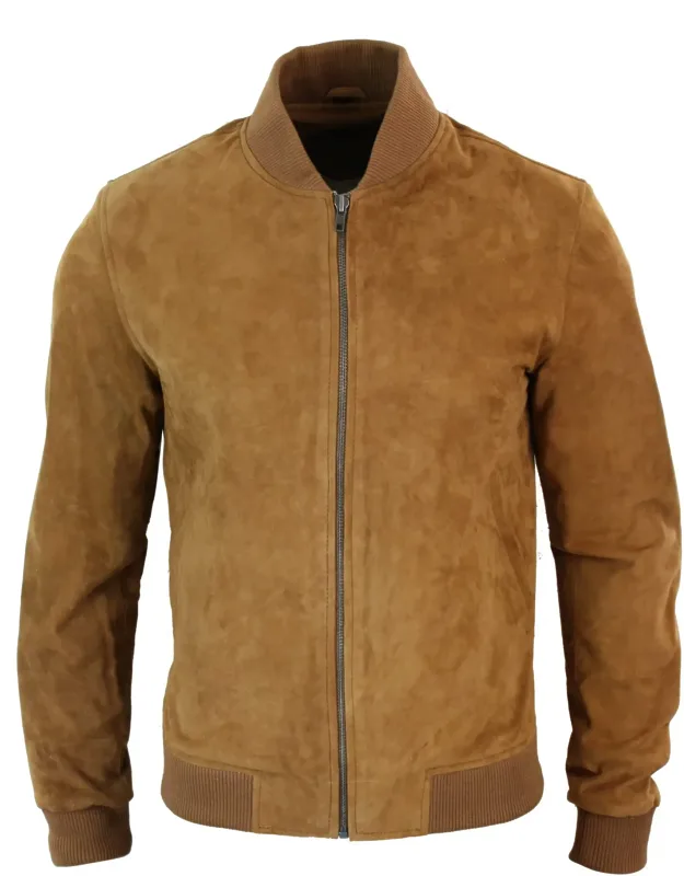 Suede Leather Bomber Jacket