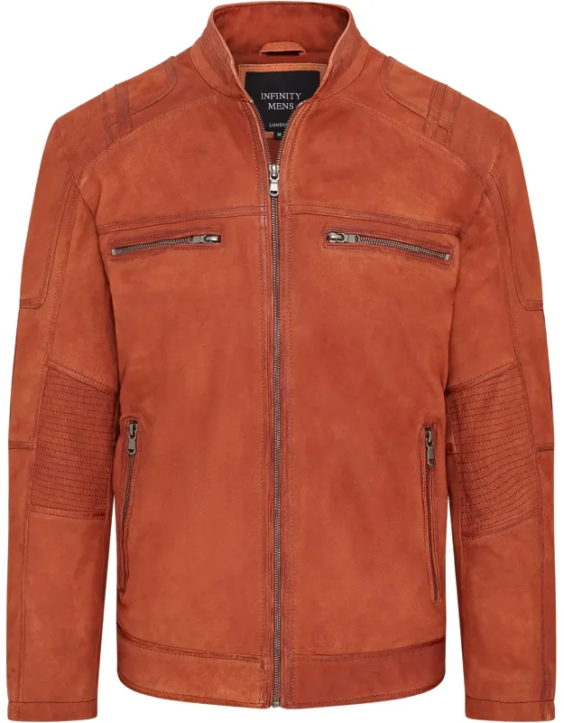 Buff Leather Cafe Racer Biker Jacket