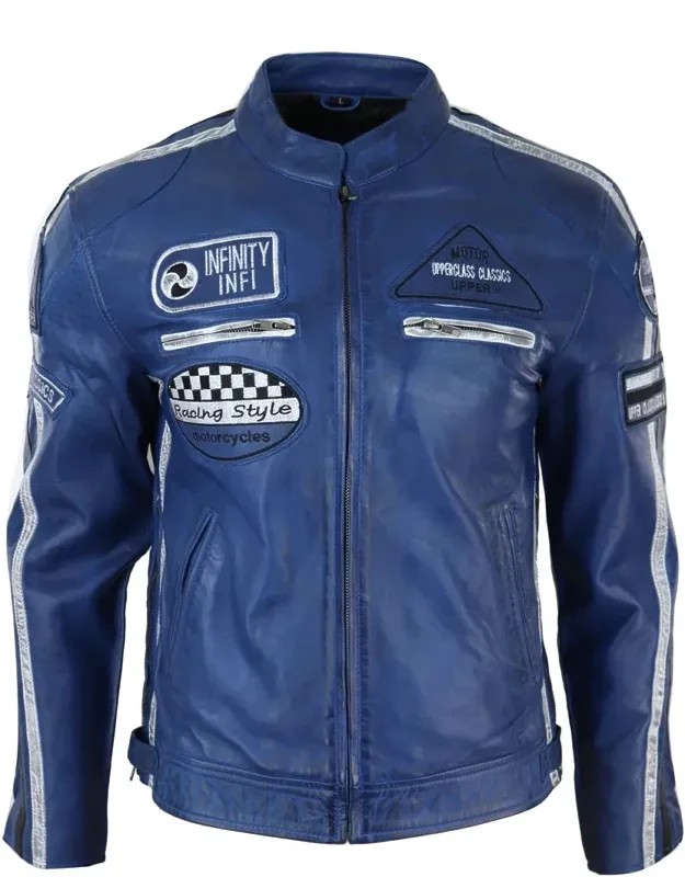 Zipped Biker Leather Jacket - Premium Leather Construction, Secure Zipper Closure