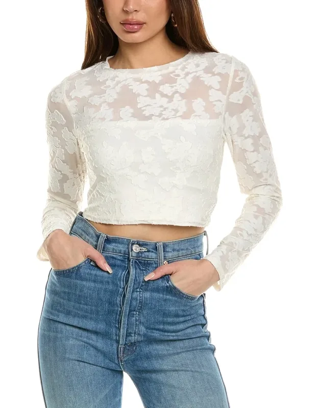 Top With Burnout Fabrication And Cropped Hem