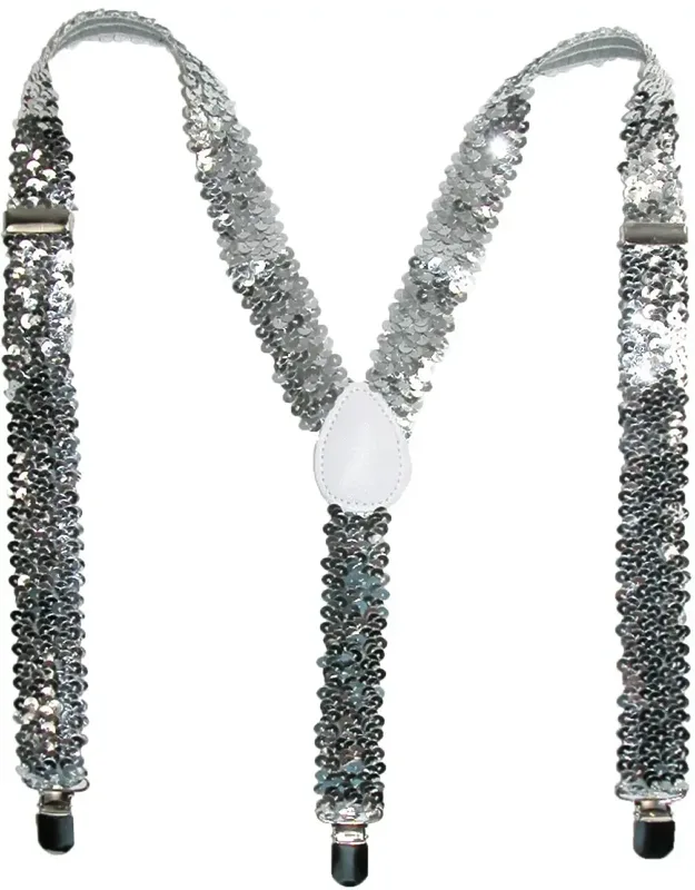 Elastic Sequins Clip-end Suspenders