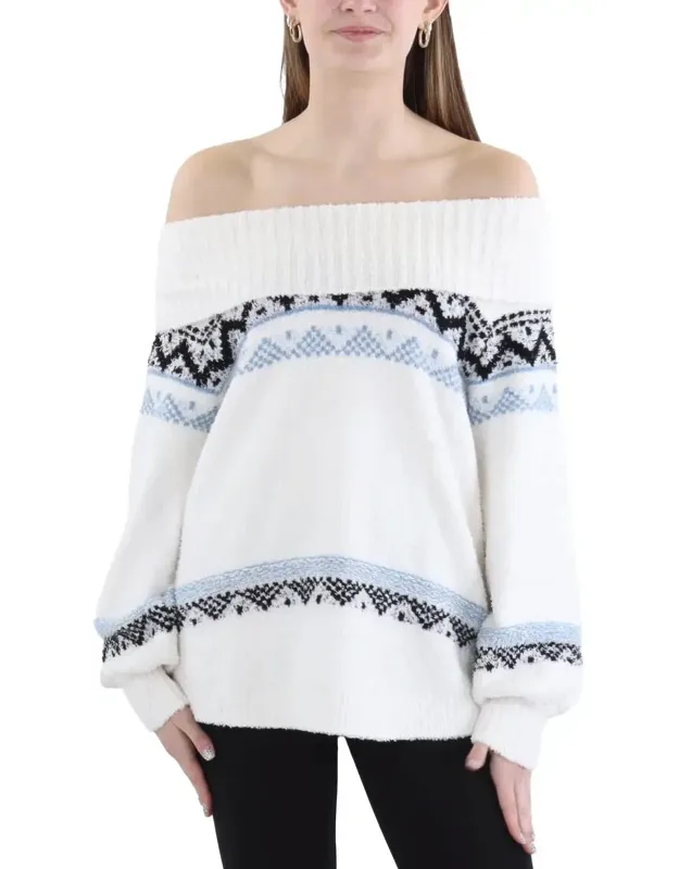 Printed Knit Mock Turtleneck Sweater