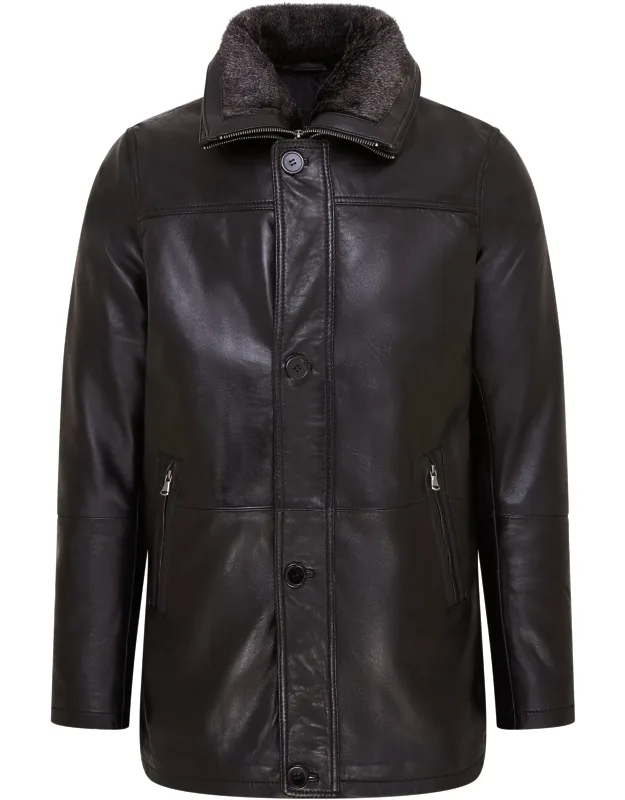 Mid-length Warm Leather Trench Coat