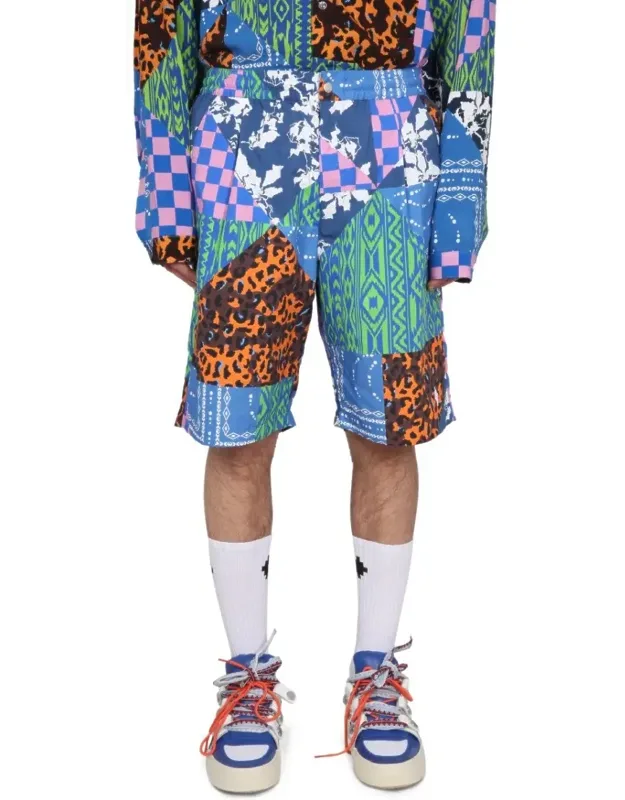 Bermuda Shorts With Elastic Waistband And Vibrant Prints
