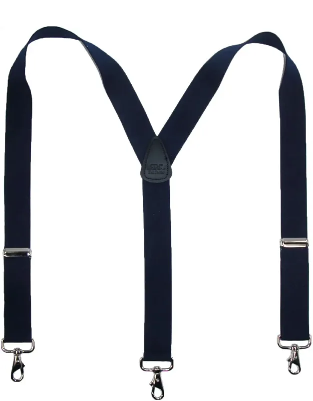 Elastic Solid Color Suspenders With Metal Swivel Hook Clip Ends