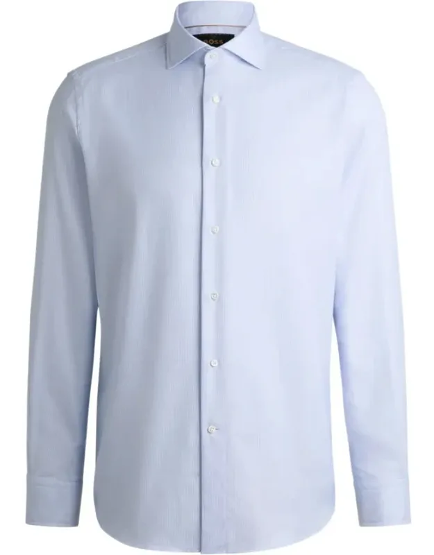 Regular-fit Shirt In Structured Crease-resistant Cotton