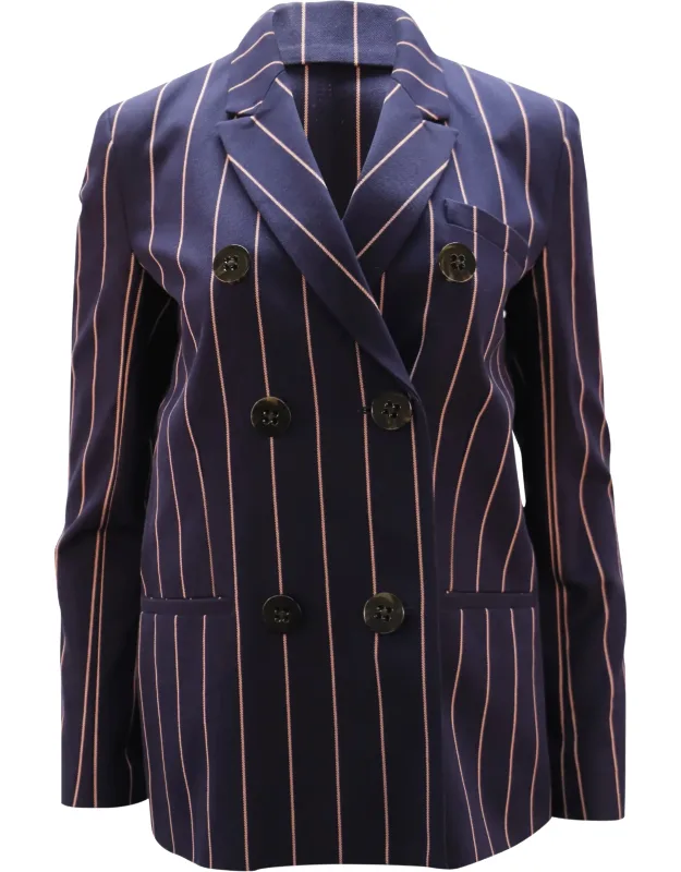 Double-breasted Pinstriped Blazer