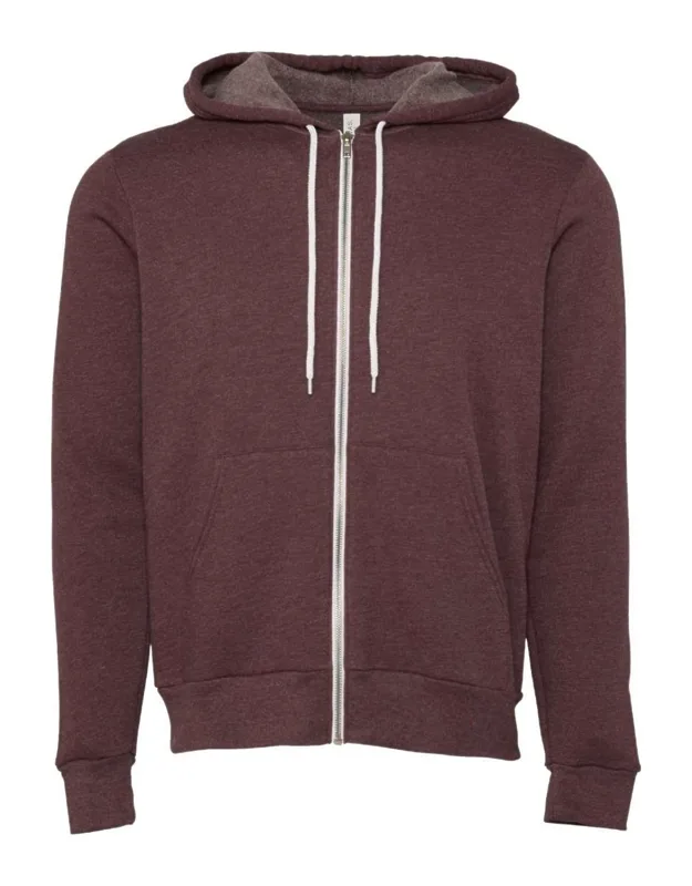 Sponge Fleece Full-zip Hoodie With Ribbed Cuffs And Split-pouch Pocket