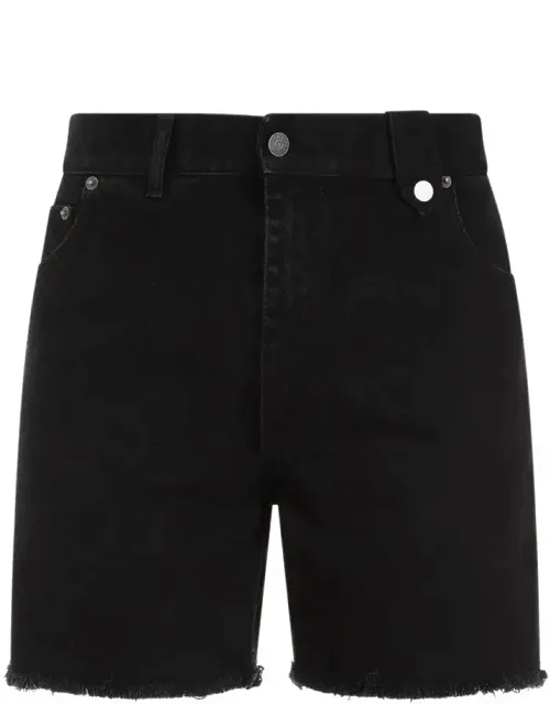 Stonewashed Cotton Denim Shorts