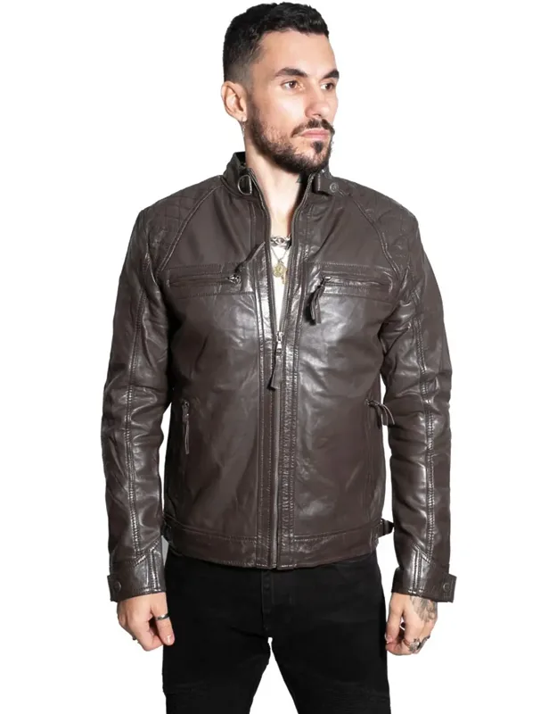 Vintage Leather Quilted Biker Jacket