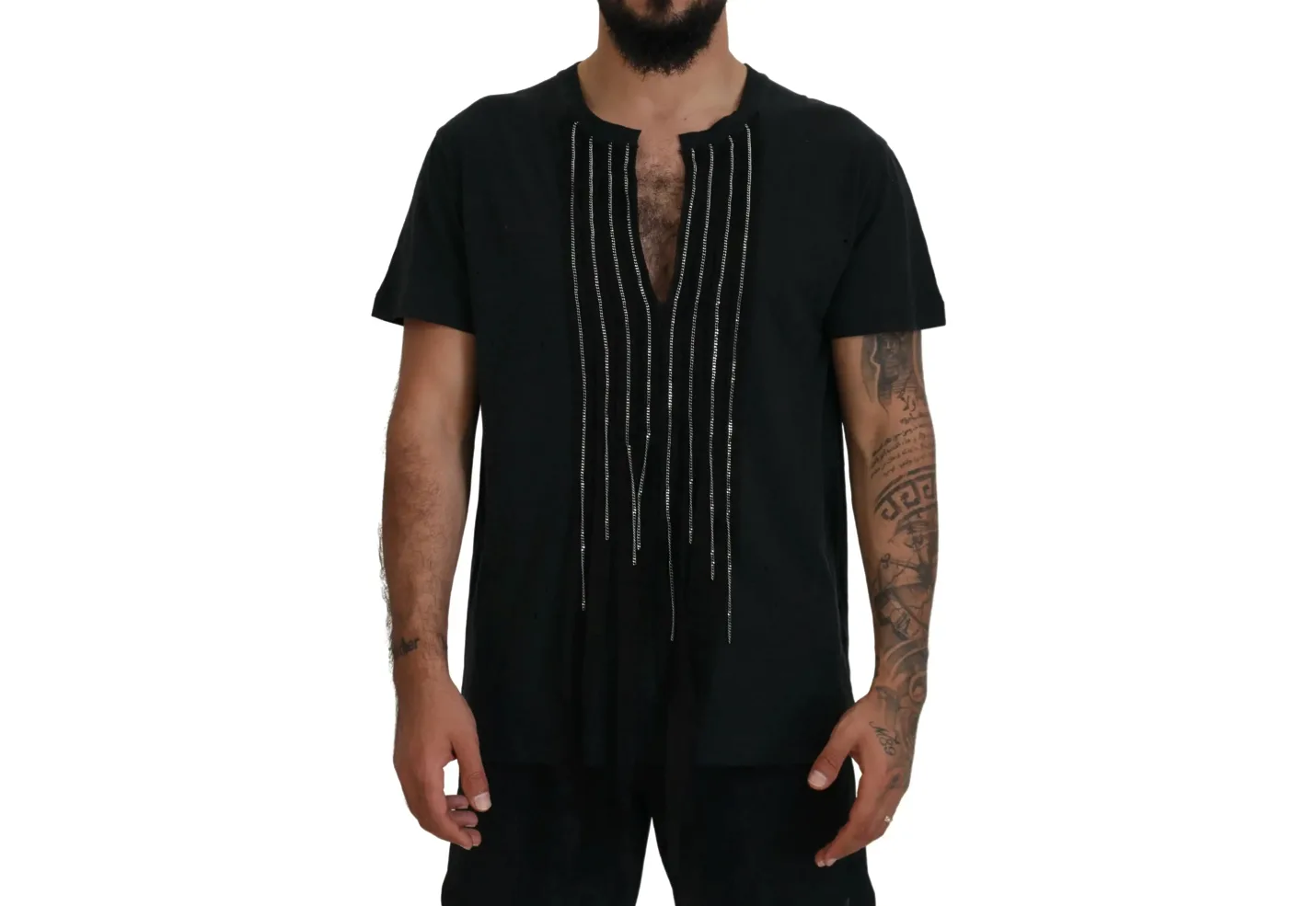 Chain Embellished Cotton T-shirt