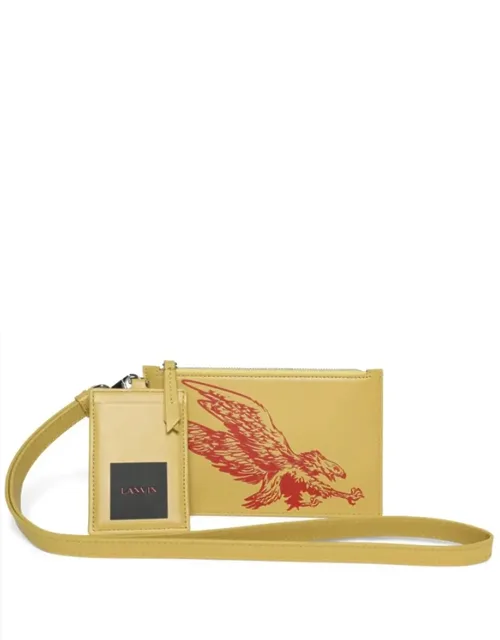 Wallet, Pouch, Yellow With Print