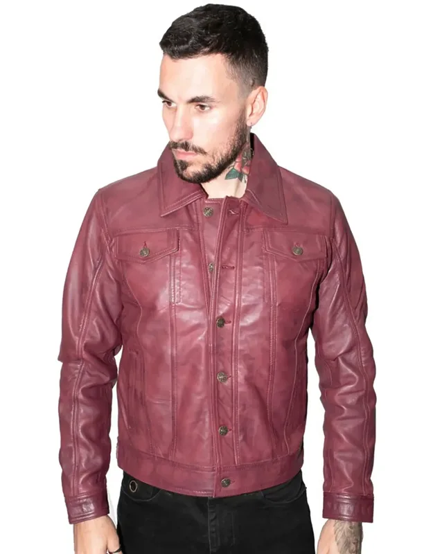 Retro Leather Trucker Jacket