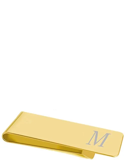 18k Gold Initial "m" Money Clip - 18k Gold Plated, Measures 54 Millimeters