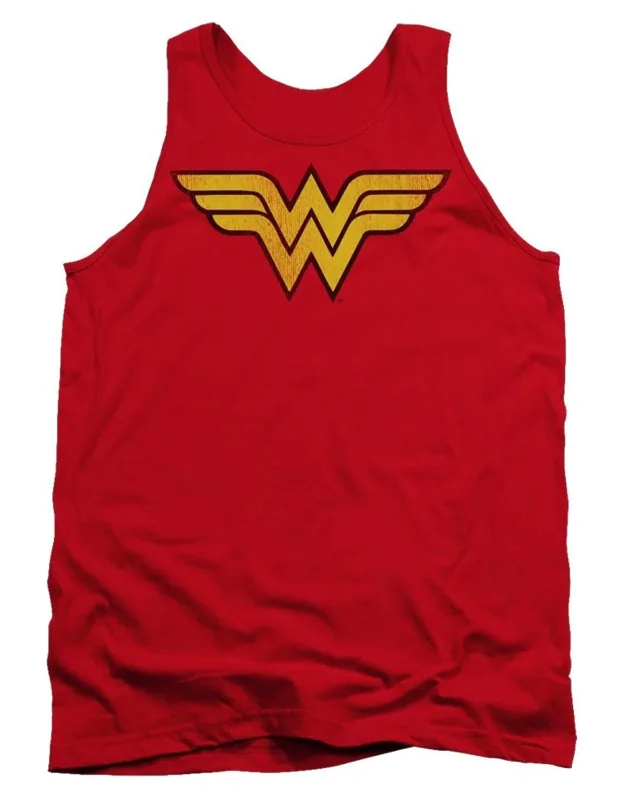 Dc Comics Wonder Woman Logo Dist Tank Top - 100% Pre-shrunk Cotton
