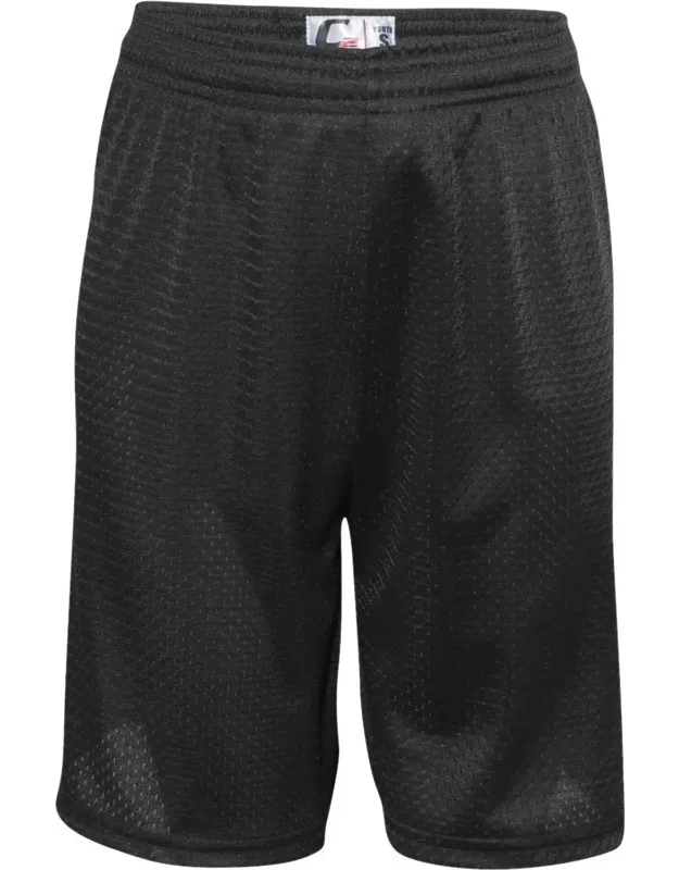C2 Sport Youth Mesh Shorts, 100% Polyester Mesh, Solid Tricot Liner