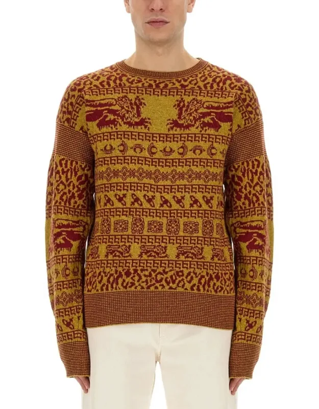 Intricate Lion Motif Slim Fit Shirt