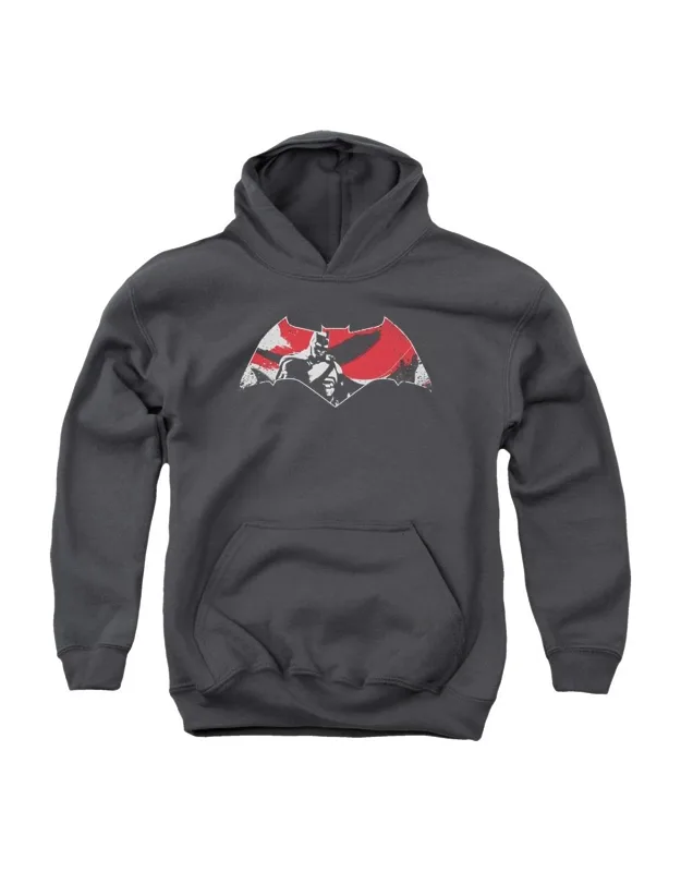 _batman V Superman Armor Splatter Logo Youth Pull Over Hoodie / Hooded Sweatshirt Stylish Everyday Wear_