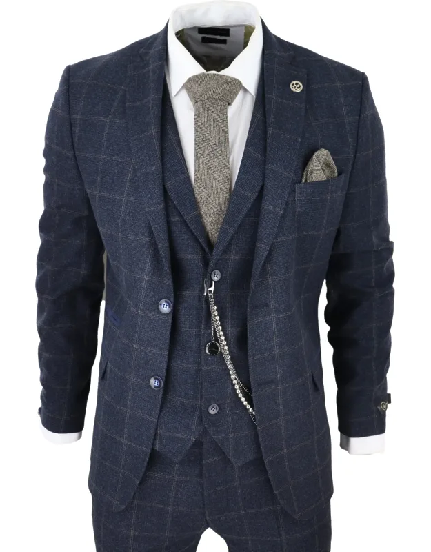 3 Piece Suit Wool Tweed Herringbone