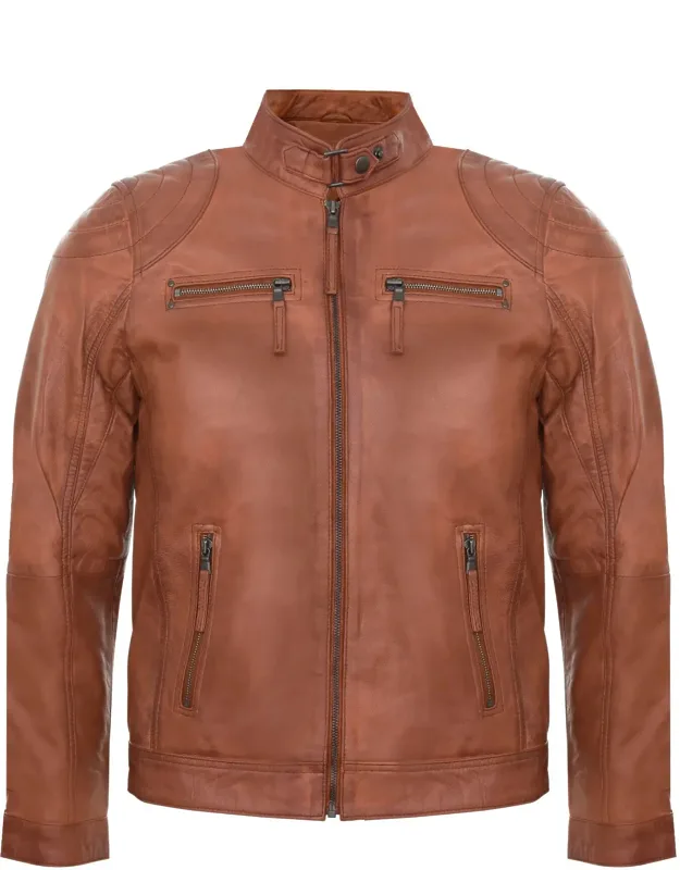 Leather Biker Vintage Zipped Racing Jacket