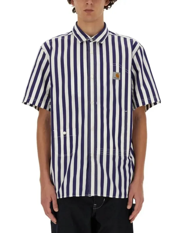 Short-sleeved Vertical Stripe Shirt