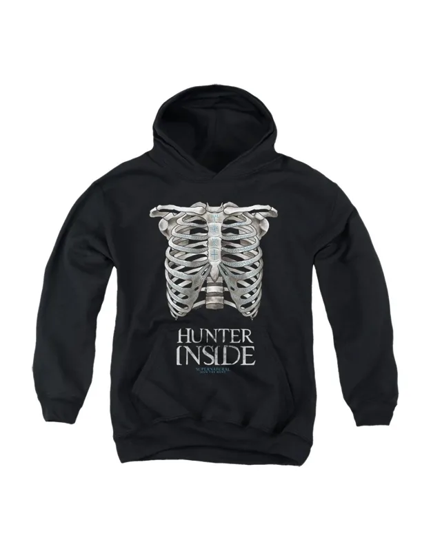 Supernatural Hunter Inside Youth Pull Over Hoodie - Stylish Everyday Wear, 50% Cotton And 50% Polyester