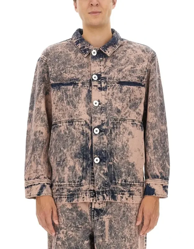 Distressed Denim Jacket With Classic Collar