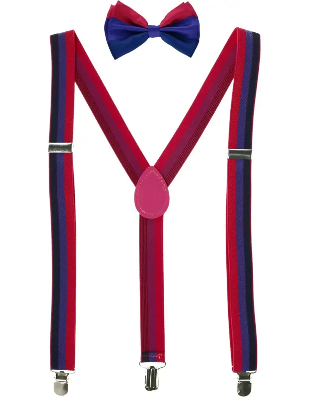 Striped Bow Tie And Suspender Set