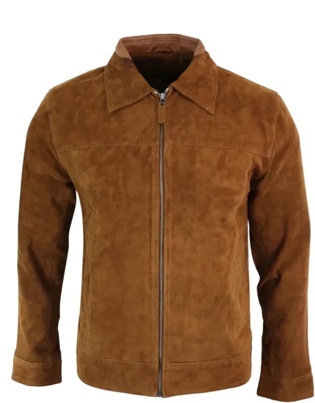 Suede Leather Classic Zip Jacket